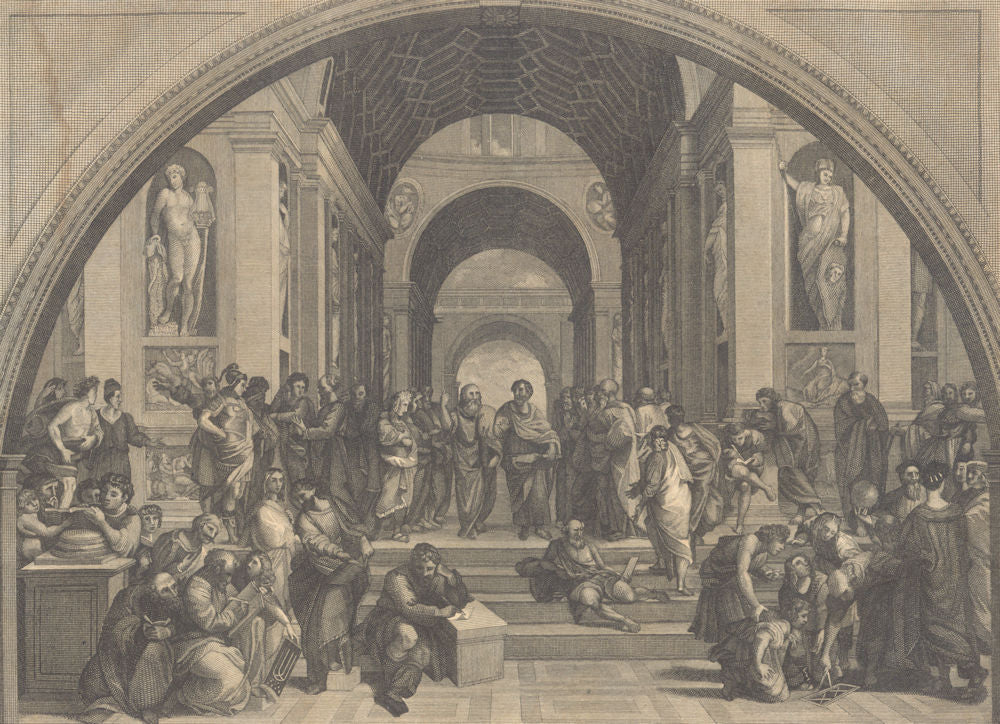ANCIENT GREECE. The School of Athens. (Oxford Encyclopaedia) 1830 old print
